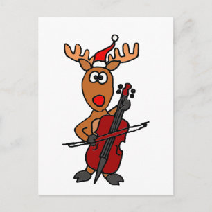 Grappige Kerstmis van de Cello van het Rendier Feestdagenkaart