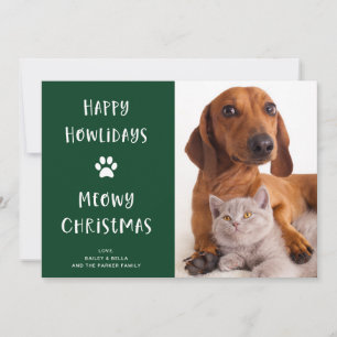 Grappige Kerstmis van Hond en Kat met Foto Feestdagenkaart