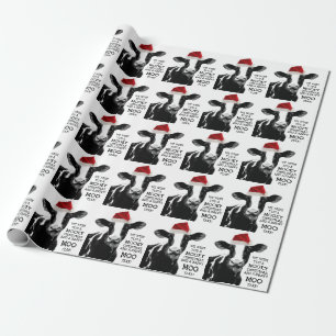Grappige Kerstmis van Mooey van de Koe en Gelukkig Cadeaupapier