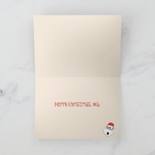 "Grappige Kerstmis vier van de van Vijf Mensen" Feestdagen Kaart (Binnen)
