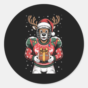 Grappige Kerstmis Voetbal Rendier Ronde Sticker