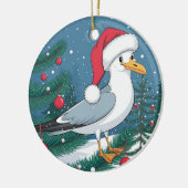 Grappige Kerstmis Zeemeeuw Chip - Kerstmis Zeemeeu Keramisch Ornament (Links)