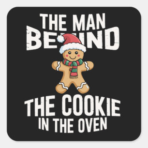 Grappige Kerstmis Zwangerschap Man Achter Koekje Vierkante Sticker