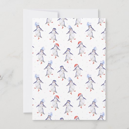 Grappige kerstpinguïns Waterverf uitnodiging (Achterkant)