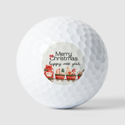 Grappige kersttrein Kaart Golfballen (Voorkant)