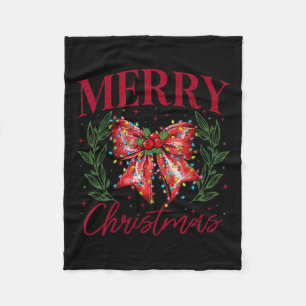 Grappige kerstvakantie Coquette Bow Vrolijk kerstf Fleece Deken