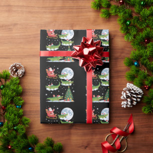 Grappige Kerstverlichting Boom Kerstman Riddt Alli Cadeaupapier