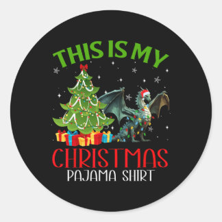 Grappige kerstverlichting Dit is mijn drakenkerst Ronde Sticker