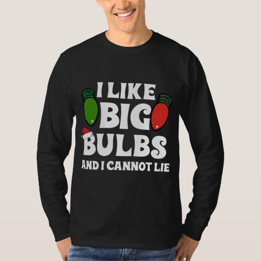 Grappige Kerstverlichting Ik hou van Grote Bollen T-shirt (Voorkant)