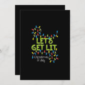 Grappige Kerstverlichting Let's Get Lit Feestdagenkaart (Voorkant / Achterkant)