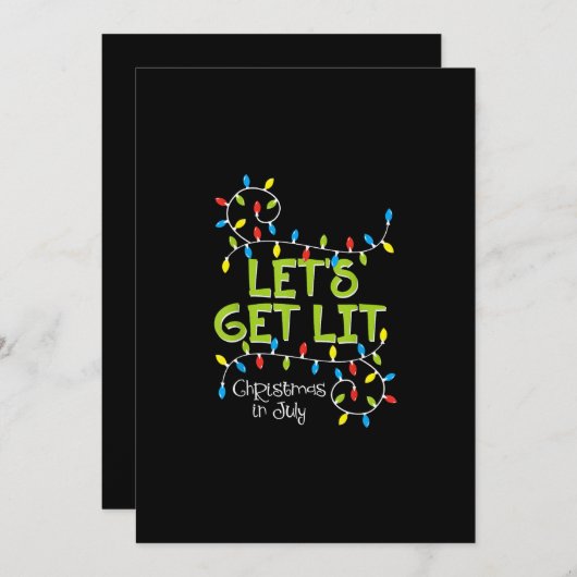 Grappige Kerstverlichting Let's Get Lit Feestdagenkaart (Voorkant / Achterkant)
