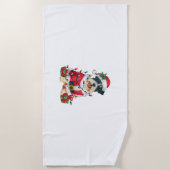 Grappige kerstverlichting Santa Border Terrier Dog Strandlaken (Voorkant)