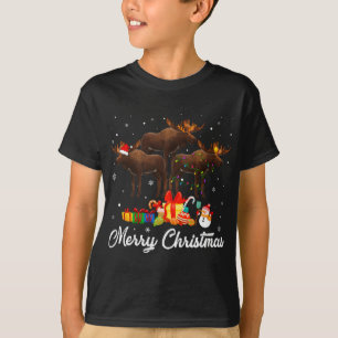 Grappige Kerstverlichting Xmas Pyjama Moose Dieren T-shirt