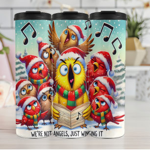 Grappige kerstvogels zingen Carol Thermosbeker