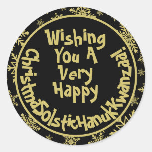 Grappige kerstzonnewende Hanukkah Kwanzaa Black Ronde Sticker