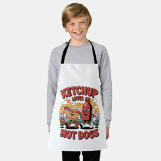 Grappige Ketchup en Hot Dog Cartoon Retro Food Art Schort