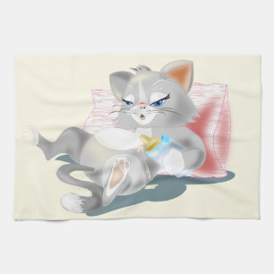 Grappige Keukenhanddoek met Baby Cat - 