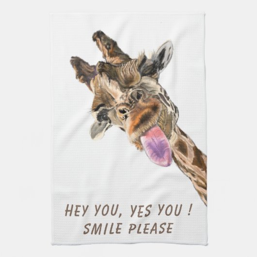 Grappige keukenhanddoek met speelse Giraffe - Smil (Verticaal)