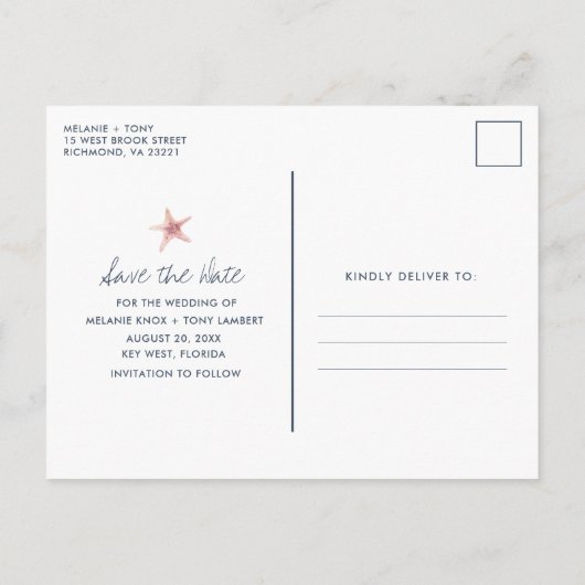 Grappige Key West Beach Bruiloft Save the Dates Aankondigingskaart (Achterkant)