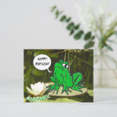 Grappige kikker aangepaste tekst Gefeliciteerd ver Briefkaart (Staand voorkant)