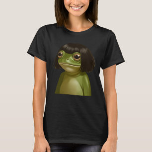 Grappige kikker bob kapsel meme kikkers dierliefhe t-shirt