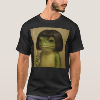 Grappige kikker bob kapsel rokende meme t-shirt