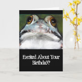 Grappige Kikker, de Kaart van de Verjaardag: (Gele Bloem)