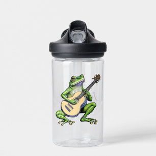 Grappige kikker die gitaar speelt gepersonaliseerd waterfles