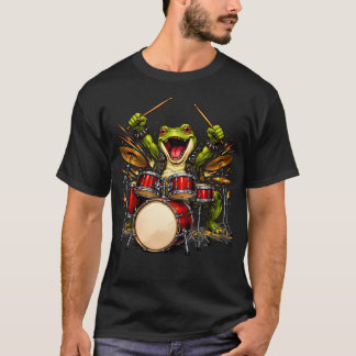 Grappige kikker die gitaarrock and roll speelt voo t-shirt