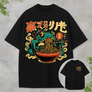 Grappige kikker die Ramen T-shirt eet Vintage Azia