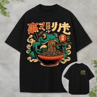 Grappige kikker die Ramen T-shirt eet Vintage Azia