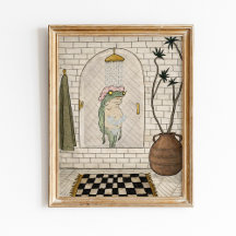 Grappige kikker douche badkamer poster