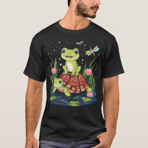 Grappige kikker en schildpad libel t-shirt