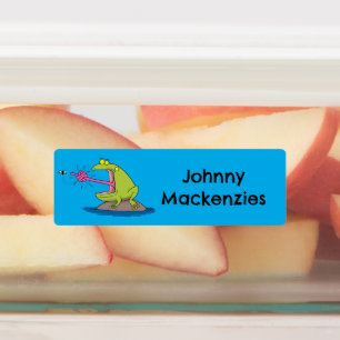 Grappige kikker en vlieg cartoon gepersonaliseerd labels