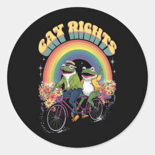 Grappige Kikker Grappen Regenboog Maand van de tro Ronde Sticker
