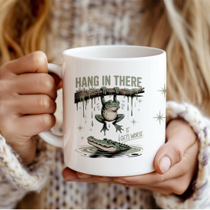 Grappige kikker "Hang erin, het wordt erger" Koffiemok