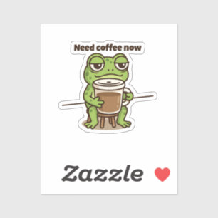 Grappige Kikker Koffie Meme Cartoon Sticker