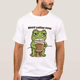 Grappige Kikker Koffie Meme Cartoon T-shirt