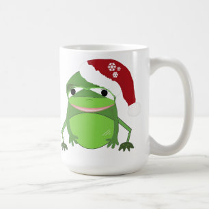 Grappige kikker met een kerstmuts koffiemok