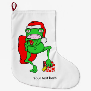 Grappige kikker met een rood Santa Claus Pet Grote Kerstsok
