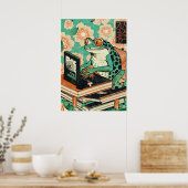 Grappige kikker op laptop | Uniek Dierenvriend Poster (Keuken)