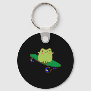Grappige kikker op skateboard esthetische cute kaw sleutelhanger