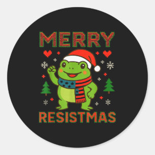 Grappige Kikker Prettig Resistmas Retro Politieke Ronde Sticker