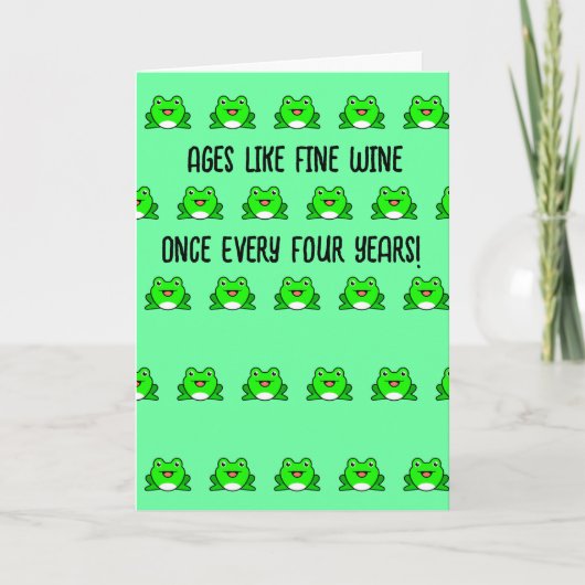 Grappige kikker sprong jaar verjaardag kaart (Voorkant)
