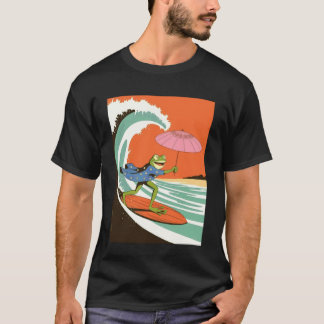 Grappige kikker surft op golf kimono parasol Japan T-shirt