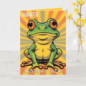 Grappige Kikker Toad Croak Dochter Gelukkige Verja Kaart (Gele Bloem)