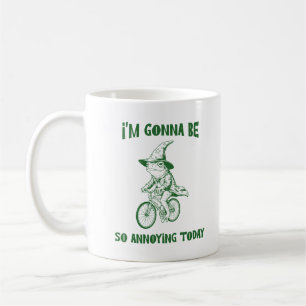Grappige Kikker Tovenaar Die Op Een Fiets Rijdt Sa Koffiemok