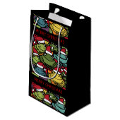 Grappige kikkers in kerstmuts Abstract Klein Cadeauzakje (Achterkant Gekanteld)