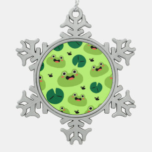 Grappige kikkers tin sneeuwvlok ornament