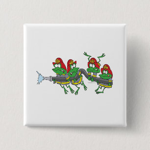 grappige kikkers voor brandweerkikkers vierkante button 5,1 cm